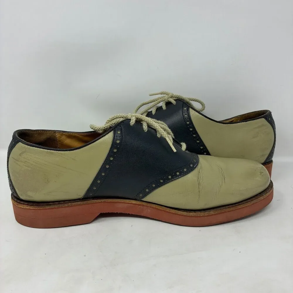 Cole Haan 1970’s Oxford Shoes Mens 10.5E Beige Black Leather Saddle Brogue USA